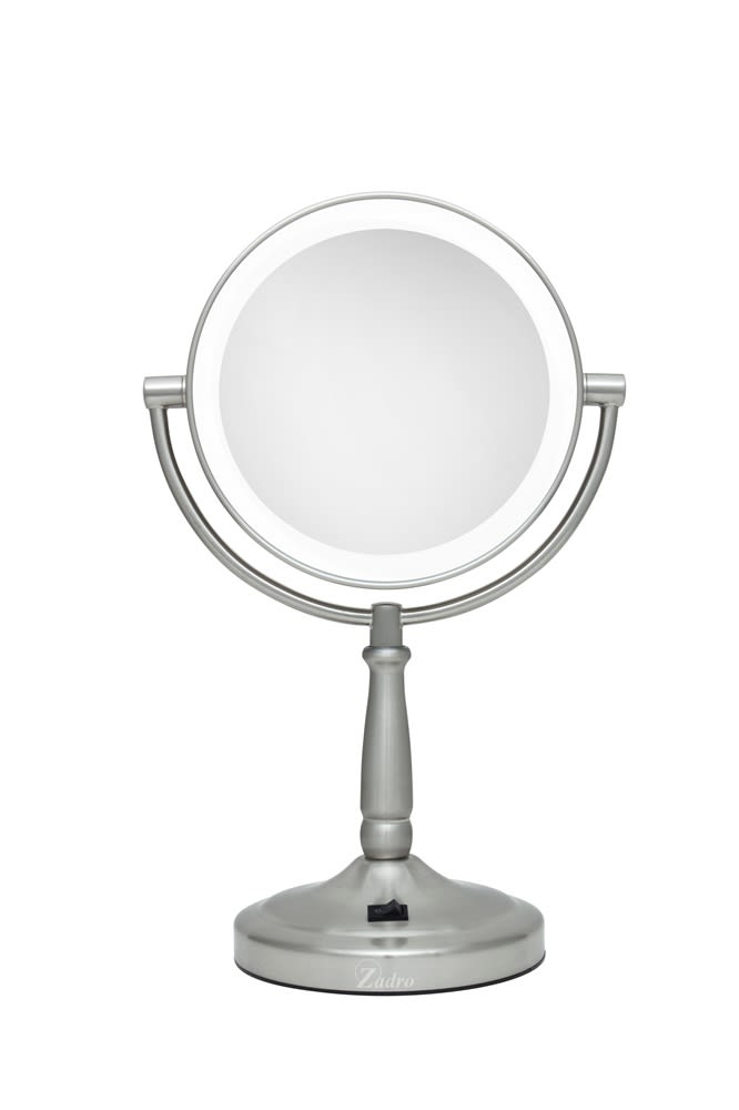 Cordless Two-Sided, LED Vanity Mirror, 1x/10x Magnification, Satin Nickel Finish Cordless Two-Sided, LED Vanity Mirror, 1x/10x Magnification, Satin Nickel Finish